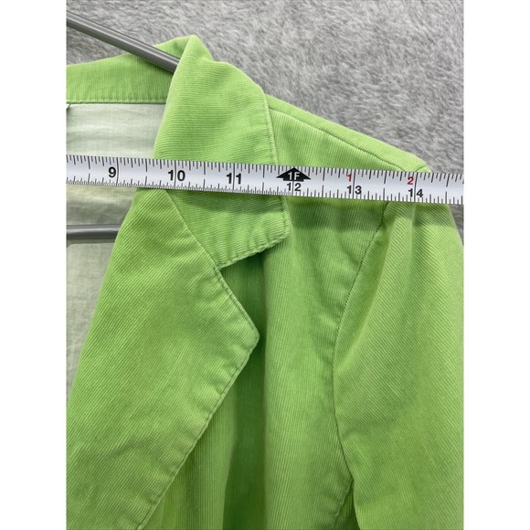 Better B. Lime Green Blazer Micro Corduroy Double Breasted Faux Pockets USA Made - Picture 4 of 8